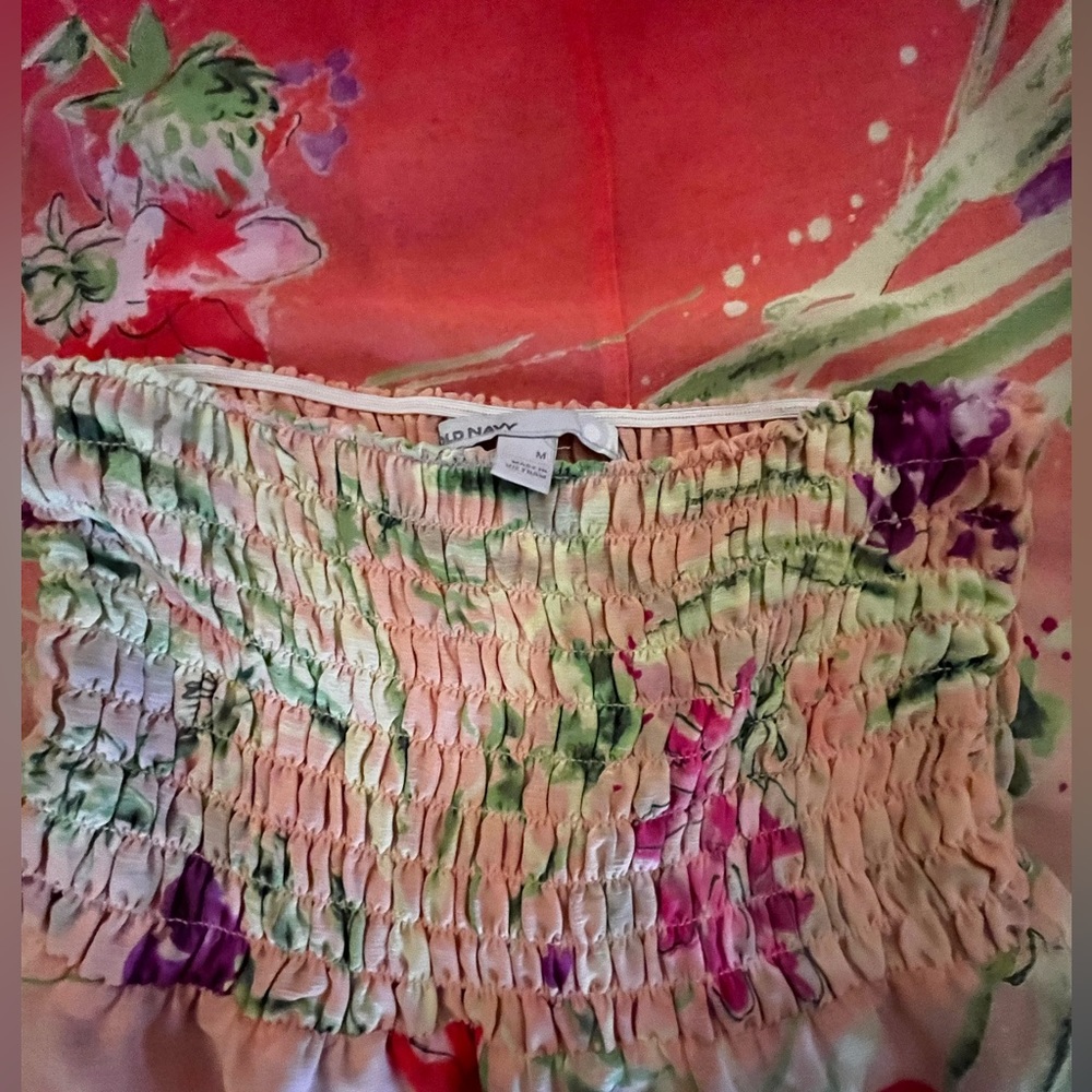 Strapless floral peach flowy maxi dress - Picture 3 of 3